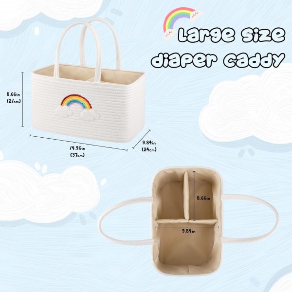 OIAHOMY Large Baby Diaper Caddy Organizer, Portable Basket with Handles, Diaper Storage for Changing Table and Car, Rainbow-Rose Gold - Image 10