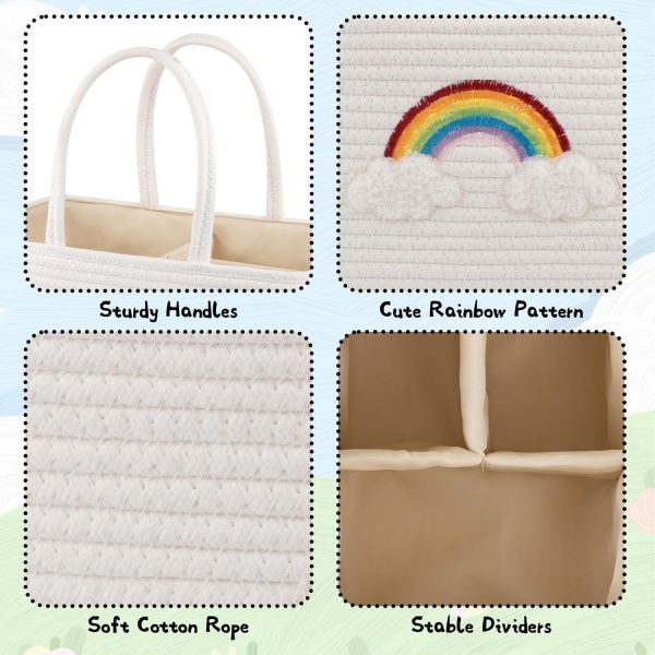 OIAHOMY Large Baby Diaper Caddy Organizer, Portable Basket with Handles, Diaper Storage for Changing Table and Car, Rainbow-Rose Gold - Image 11