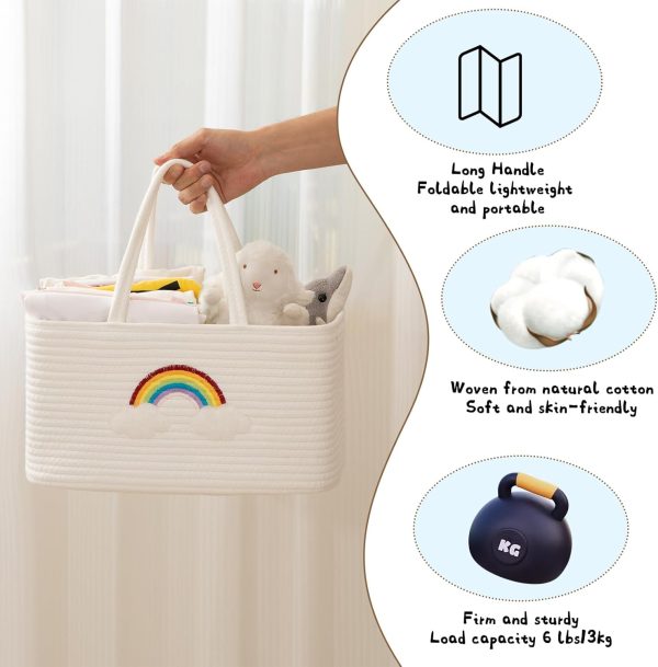 OIAHOMY Large Baby Diaper Caddy Organizer, Portable Basket with Handles, Diaper Storage for Changing Table and Car, Rainbow-Rose Gold - Image 12