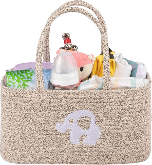 OIAHOMY Large Baby Diaper Caddy Organizer, Portable Basket with Handles, Diaper Storage for Changing Table and Car, Rainbow-Rose Gold - Image 14
