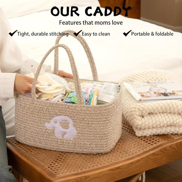 OIAHOMY Large Baby Diaper Caddy Organizer, Portable Basket with Handles, Diaper Storage for Changing Table and Car, Rainbow-Rose Gold - Image 15