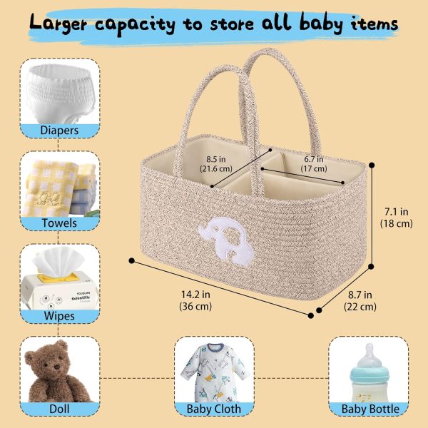 OIAHOMY Large Baby Diaper Caddy Organizer, Portable Basket with Handles, Diaper Storage for Changing Table and Car, Rainbow-Rose Gold - Image 16