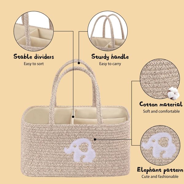 OIAHOMY Large Baby Diaper Caddy Organizer, Portable Basket with Handles, Diaper Storage for Changing Table and Car, Rainbow-Rose Gold - Image 17