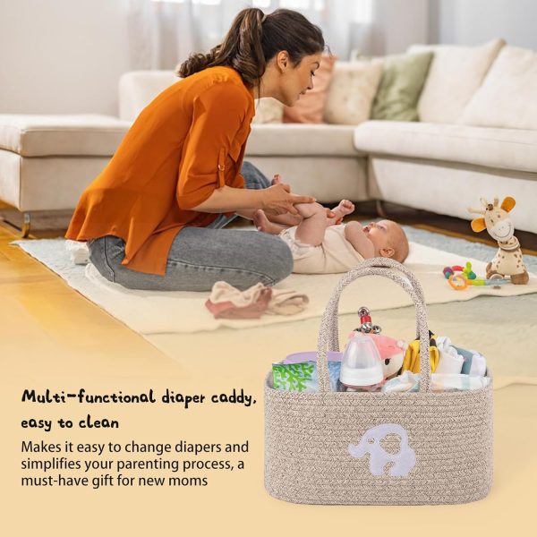OIAHOMY Large Baby Diaper Caddy Organizer, Portable Basket with Handles, Diaper Storage for Changing Table and Car, Rainbow-Rose Gold - Image 18