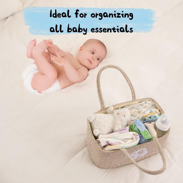 OIAHOMY Large Baby Diaper Caddy Organizer, Portable Basket with Handles, Diaper Storage for Changing Table and Car, Rainbow-Rose Gold - Image 19