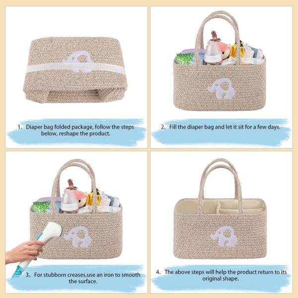OIAHOMY Large Baby Diaper Caddy Organizer, Portable Basket with Handles, Diaper Storage for Changing Table and Car, Rainbow-Rose Gold - Image 20
