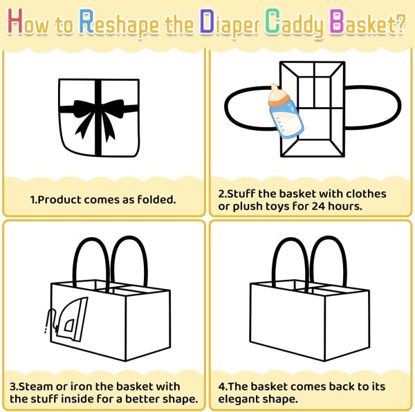 OIAHOMY Large Diaper Caddy Organizer for Baby, Portable Baby Basket with Handles, Gift Basket for Newborn, Diaper storage Organizer for Changing Table and Car- White - Image 7