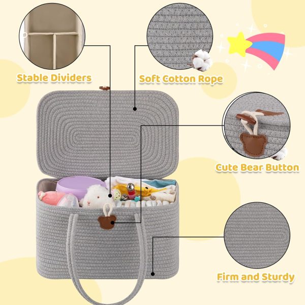 OIAHOMY Large Diaper Caddy Organizer for Baby, Portable Baby Basket with Handles, Gift Basket for Newborn, Diaper storage Organizer for Changing Table and Car- White - Image 10