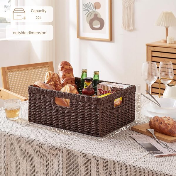 OIAHOMY Wicker Basket, Paper Shelf Basket with Built-in Handles, Rectangular Wicker Storage Bin for Pantry, Shelves, 1 Pack-Yellow - Image 12