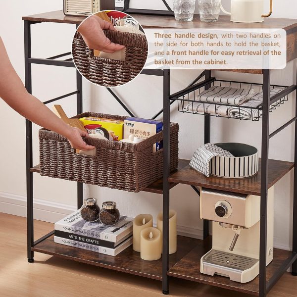 OIAHOMY Wicker Basket, Paper Shelf Basket with Built-in Handles, Rectangular Wicker Storage Bin for Pantry, Shelves, 1 Pack-Yellow - Image 13