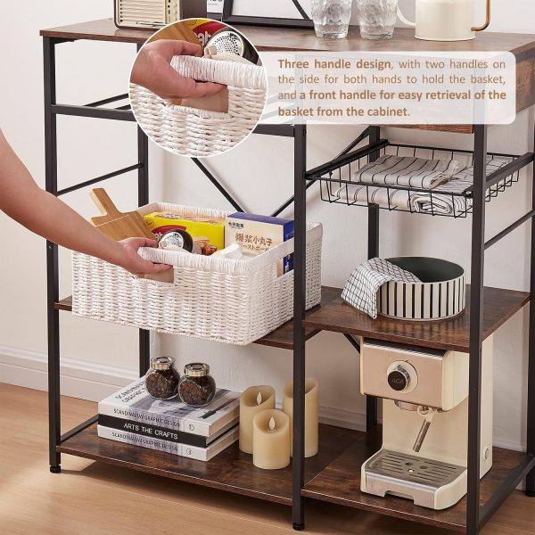 OIAHOMY Wicker Basket, Paper Shelf Basket with Built-in Handles, Rectangular Wicker Storage Bin for Pantry, Shelves, 1 Pack-Yellow - Image 20