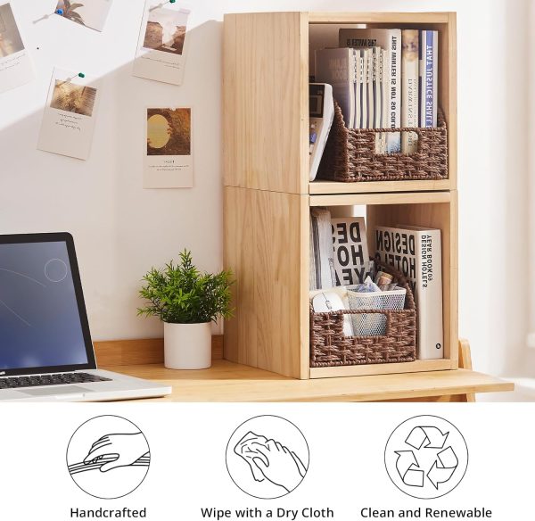 OIAHOMY Pantry Baskets for Organizing, Paper Rope Baskets with Built-in Handles, Wicker Storage Bins for Shelves, 2 Pack-Brown - Image 5