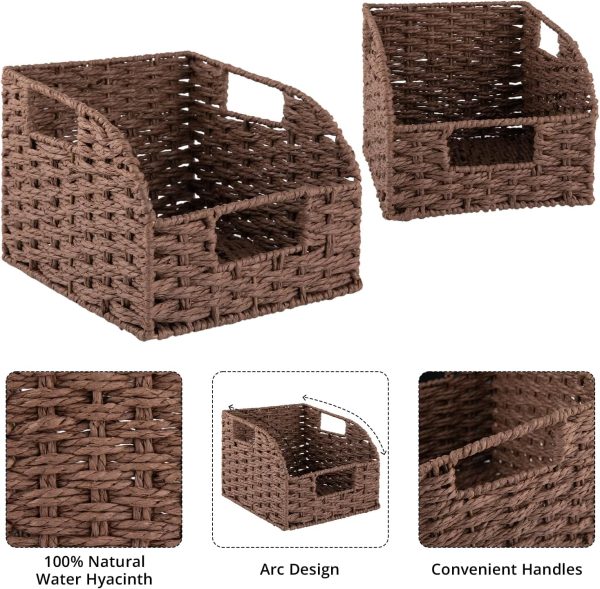 OIAHOMY Pantry Baskets for Organizing, Paper Rope Baskets with Built-in Handles, Wicker Storage Bins for Shelves, 2 Pack-Brown - Image 6