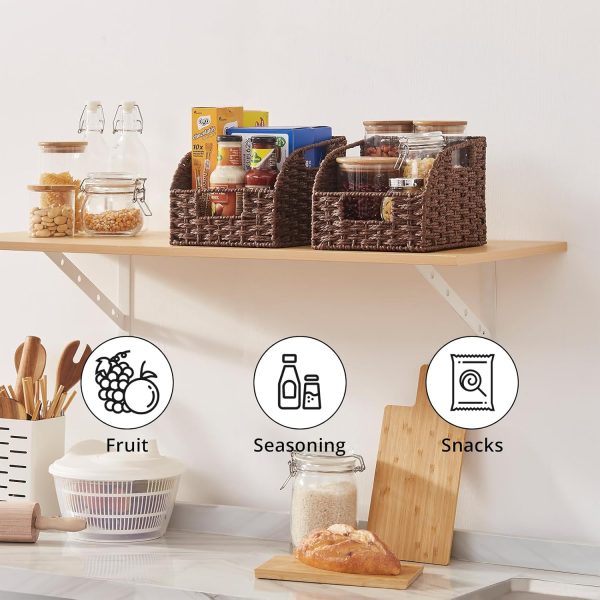 OIAHOMY Pantry Baskets for Organizing, Paper Rope Baskets with Built-in Handles, Wicker Storage Bins for Shelves, 2 Pack-Brown - Image 7