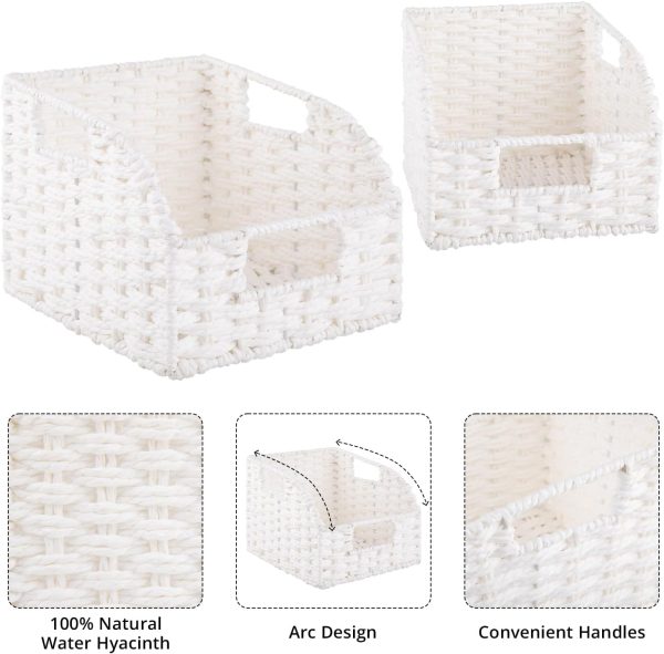 OIAHOMY Pantry Baskets for Organizing, Paper Rope Baskets with Built-in Handles, Wicker Storage Bins for Shelves, 2 Pack-Brown - Image 14