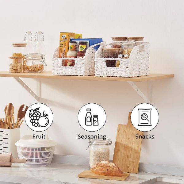 OIAHOMY Pantry Baskets for Organizing, Paper Rope Baskets with Built-in Handles, Wicker Storage Bins for Shelves, 2 Pack-Brown - Image 15