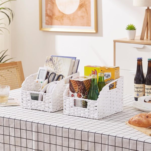 OIAHOMY Pantry Baskets for Organizing, Paper Rope Baskets with Built-in Handles, Wicker Storage Bins for Shelves, 2 Pack-Brown - Image 16