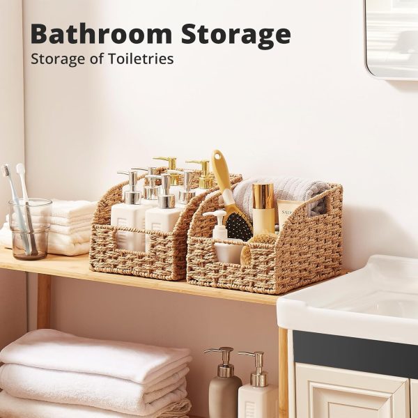 OIAHOMY Pantry Baskets for Organizing, Paper Rope Baskets with Built-in Handles, Wicker Storage Bins for Shelves, 2 Pack-Brown - Image 18