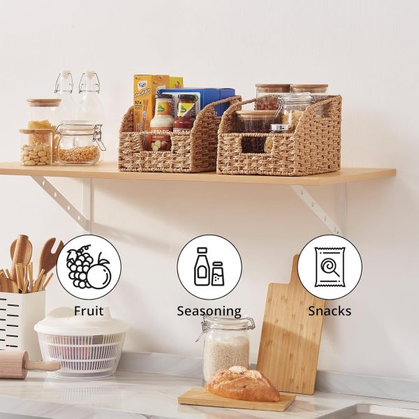 OIAHOMY Pantry Baskets for Organizing, Paper Rope Baskets with Built-in Handles, Wicker Storage Bins for Shelves, 2 Pack-Brown - Image 23
