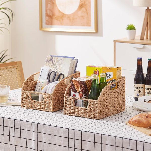 OIAHOMY Pantry Baskets for Organizing, Paper Rope Baskets with Built-in Handles, Wicker Storage Bins for Shelves, 2 Pack-Brown - Image 24