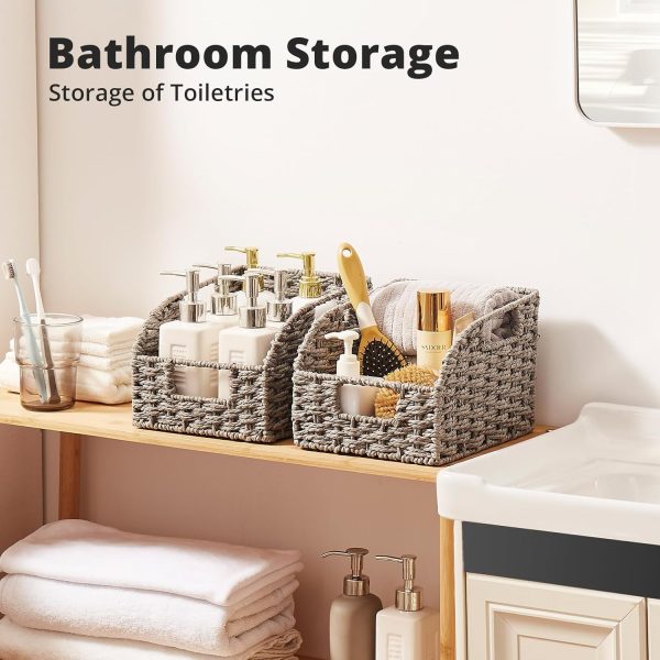 OIAHOMY Pantry Baskets for Organizing, Paper Rope Baskets with Built-in Handles, Wicker Storage Bins for Shelves, 2 Pack-Brown - Image 26