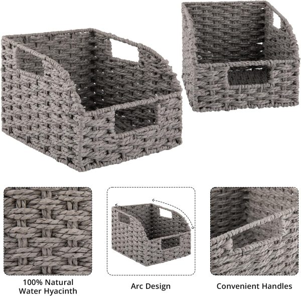 OIAHOMY Pantry Baskets for Organizing, Paper Rope Baskets with Built-in Handles, Wicker Storage Bins for Shelves, 2 Pack-Brown - Image 30