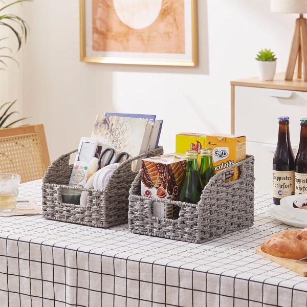 OIAHOMY Pantry Baskets for Organizing, Paper Rope Baskets with Built-in Handles, Wicker Storage Bins for Shelves, 2 Pack-Brown - Image 32