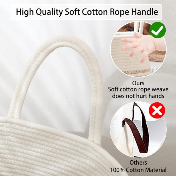 OIAHOMY Laundry Hamper Woven Cotton Rope Large Clothes Hamper 25.6" Height Tall Laundry Basket with Extended Cotton Handles for Storage Clothes Toys in Bedroom, Bathroom, Foldable (Yellow variegated) - Image 6