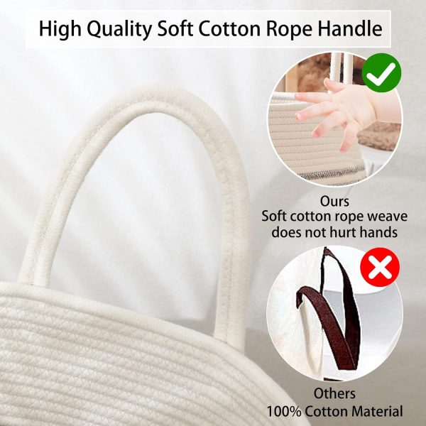 OIAHOMY Laundry Hamper Woven Cotton Rope Large Clothes Hamper 25.6" Height Tall Laundry Basket with Extended Cotton Handles for Storage Clothes Toys in Bedroom, Bathroom, Foldable (Yellow variegated) - Image 20