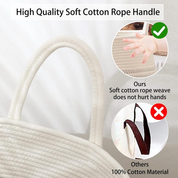 OIAHOMY Laundry Hamper Woven Cotton Rope Large Clothes Hamper 25.6" Height Tall Laundry Basket with Extended Cotton Handles for Storage Clothes Toys in Bedroom, Bathroom, Foldable (Yellow variegated) - Image 34