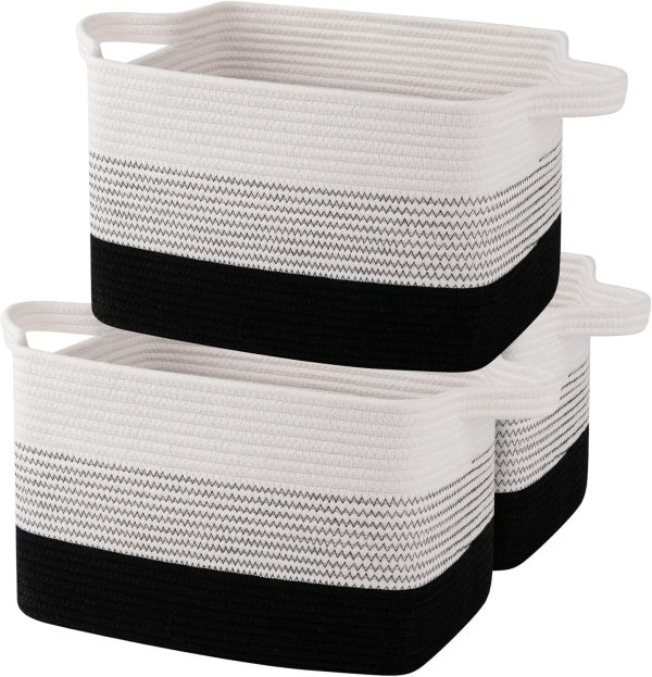 OIAHOMY Storage Basket, Woven Baskets for Storage, Cotton Rope Basket for toys,Towel Baskets for Bathroom - Pack of 3, Gradient Yellow - Image 16