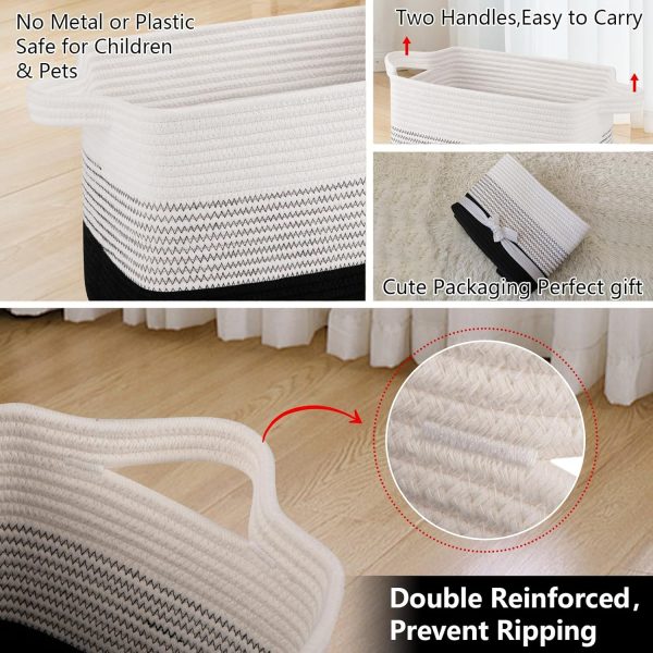 OIAHOMY Storage Basket, Woven Baskets for Storage, Cotton Rope Basket for toys,Towel Baskets for Bathroom - Pack of 3, Gradient Yellow - Image 21