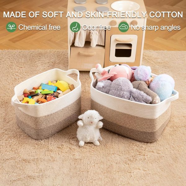 OIAHOMY Storage Basket, Woven Baskets for Storage, Cotton Rope Basket for toys,Towel Baskets for Bathroom - Pack of 3, Gradient Yellow - Image 23