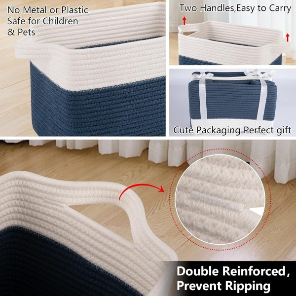OIAHOMY Storage Basket, Woven Baskets for Storage, Cotton Rope Basket for toys,Towel Baskets for Bathroom - Pack of 3, Gradient Yellow - Image 31