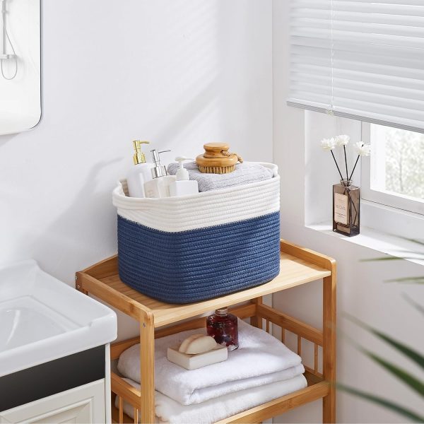 OIAHOMY Storage Basket, Woven Baskets for Storage, Cotton Rope Basket for toys,Towel Baskets for Bathroom - Pack of 3, Gradient Yellow - Image 32