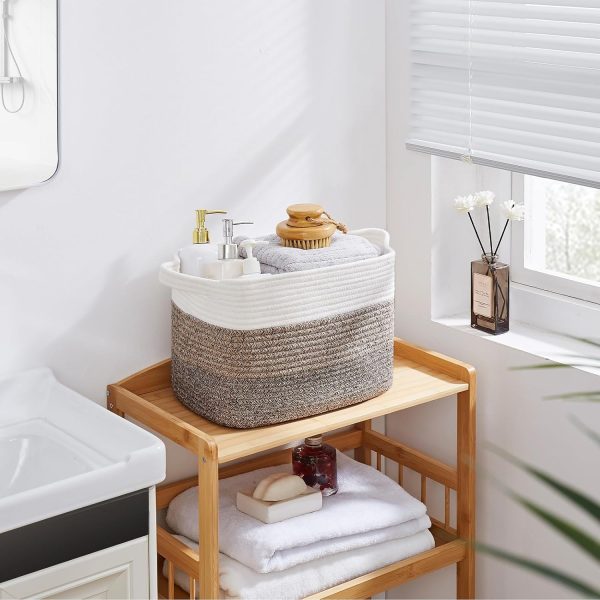 OIAHOMY Storage Basket, Woven Baskets for Storage, Cotton Rope Basket for toys,Towel Baskets for Bathroom - Pack of 3, Gradient Yellow - Image 38