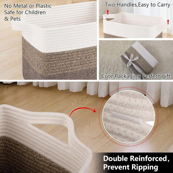 OIAHOMY Storage Basket, Woven Baskets for Storage, Cotton Rope Basket for toys,Towel Baskets for Bathroom - Pack of 3, Gradient Yellow - Image 39