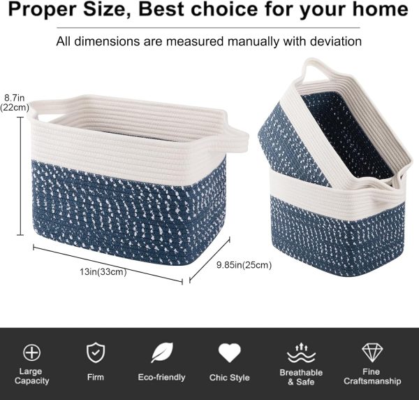 OIAHOMY Storage Basket, Woven Baskets for Storage, Cotton Rope Basket for toys,Towel Baskets for Bathroom - Pack of 3, Gradient Yellow - Image 75