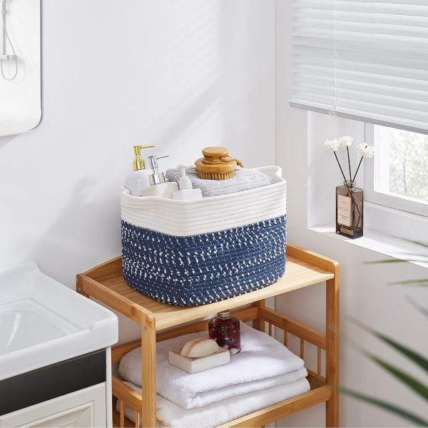 OIAHOMY Storage Basket, Woven Baskets for Storage, Cotton Rope Basket for toys,Towel Baskets for Bathroom - Pack of 3, Gradient Yellow - Image 77