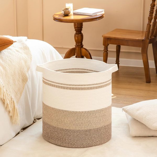 OIAHOMY 80L Laundry Baskets Hamper with Handles,Decorative Basket for Living room,Woven Storage Basket for Toys Bin,Pillows, Blankets,Clothes-20x18in-Gradient Yellow - Image 6