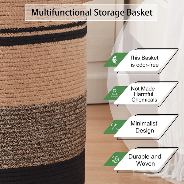 OIAHOMY 80L Laundry Baskets Hamper with Handles,Decorative Basket for Living room,Woven Storage Basket for Toys Bin,Pillows, Blankets,Clothes-20x18in-Gradient Yellow - Image 13