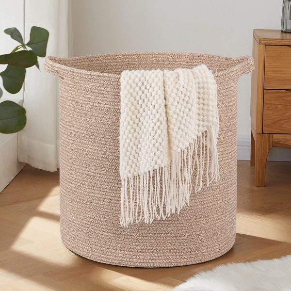 OIAHOMY 80L Laundry Baskets Hamper with Handles,Decorative Basket for Living room,Woven Storage Basket for Toys Bin,Pillows, Blankets,Clothes-20x18in-Gradient Yellow - Image 17