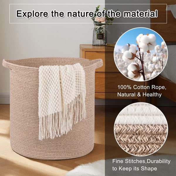 OIAHOMY 80L Laundry Baskets Hamper with Handles,Decorative Basket for Living room,Woven Storage Basket for Toys Bin,Pillows, Blankets,Clothes-20x18in-Gradient Yellow - Image 21