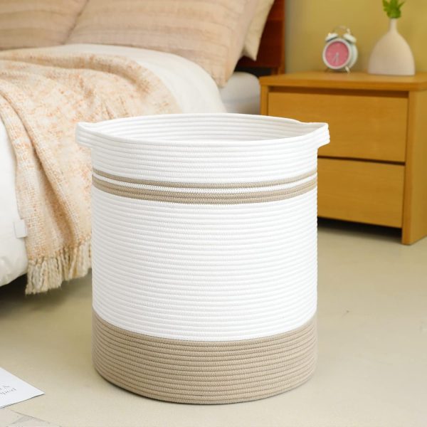 OIAHOMY 80L Laundry Baskets Hamper with Handles,Decorative Basket for Living room,Woven Storage Basket for Toys Bin,Pillows, Blankets,Clothes-20x18in-Gradient Yellow - Image 23