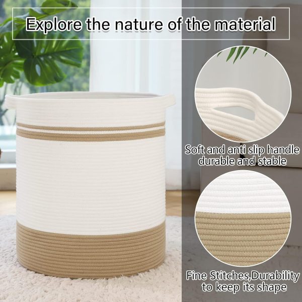 OIAHOMY 80L Laundry Baskets Hamper with Handles,Decorative Basket for Living room,Woven Storage Basket for Toys Bin,Pillows, Blankets,Clothes-20x18in-Gradient Yellow - Image 25