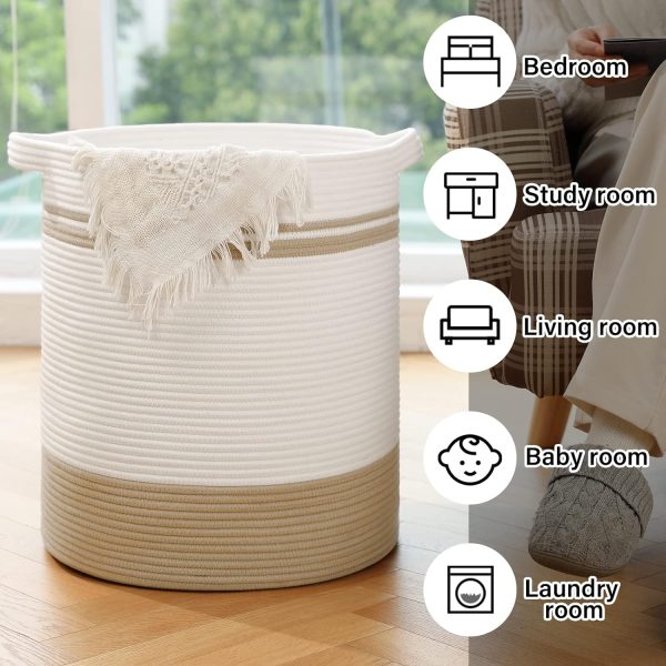 OIAHOMY 80L Laundry Baskets Hamper with Handles,Decorative Basket for Living room,Woven Storage Basket for Toys Bin,Pillows, Blankets,Clothes-20x18in-Gradient Yellow - Image 26