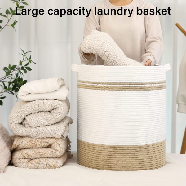 OIAHOMY 80L Laundry Baskets Hamper with Handles,Decorative Basket for Living room,Woven Storage Basket for Toys Bin,Pillows, Blankets,Clothes-20x18in-Gradient Yellow - Image 27