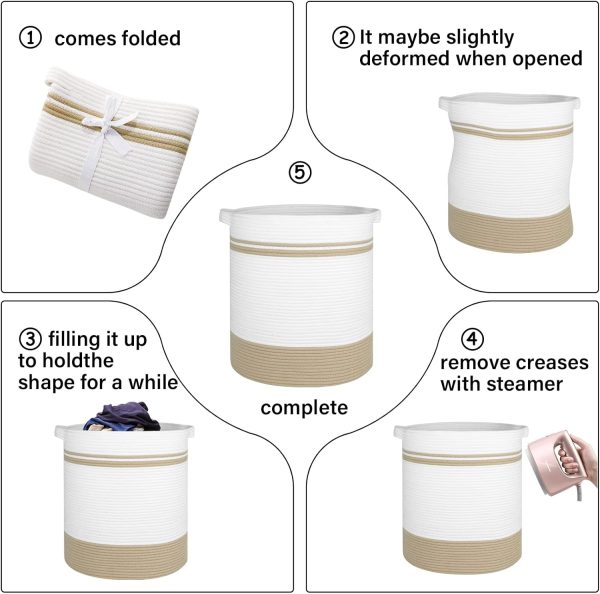 OIAHOMY 80L Laundry Baskets Hamper with Handles,Decorative Basket for Living room,Woven Storage Basket for Toys Bin,Pillows, Blankets,Clothes-20x18in-Gradient Yellow - Image 28