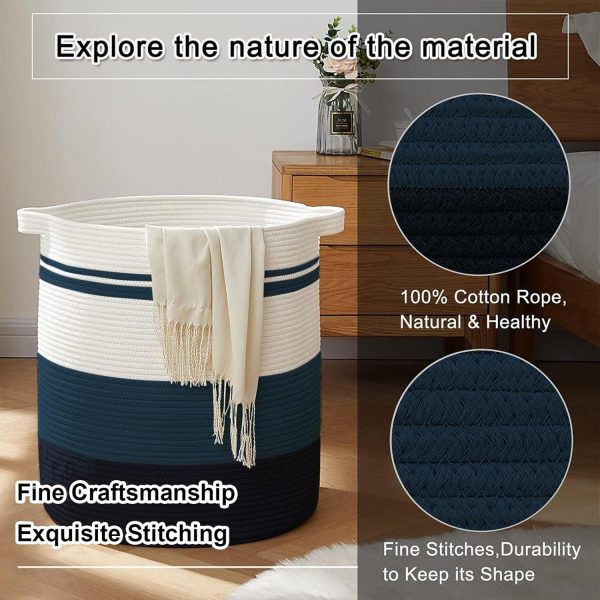 OIAHOMY 80L Laundry Baskets Hamper with Handles,Decorative Basket for Living room,Woven Storage Basket for Toys Bin,Pillows, Blankets,Clothes-20x18in-Gradient Yellow - Image 31