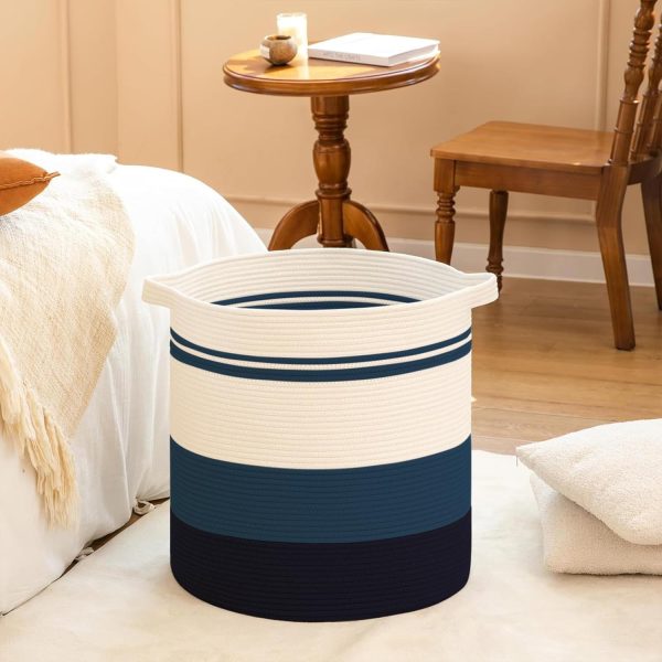 OIAHOMY 80L Laundry Baskets Hamper with Handles,Decorative Basket for Living room,Woven Storage Basket for Toys Bin,Pillows, Blankets,Clothes-20x18in-Gradient Yellow - Image 33